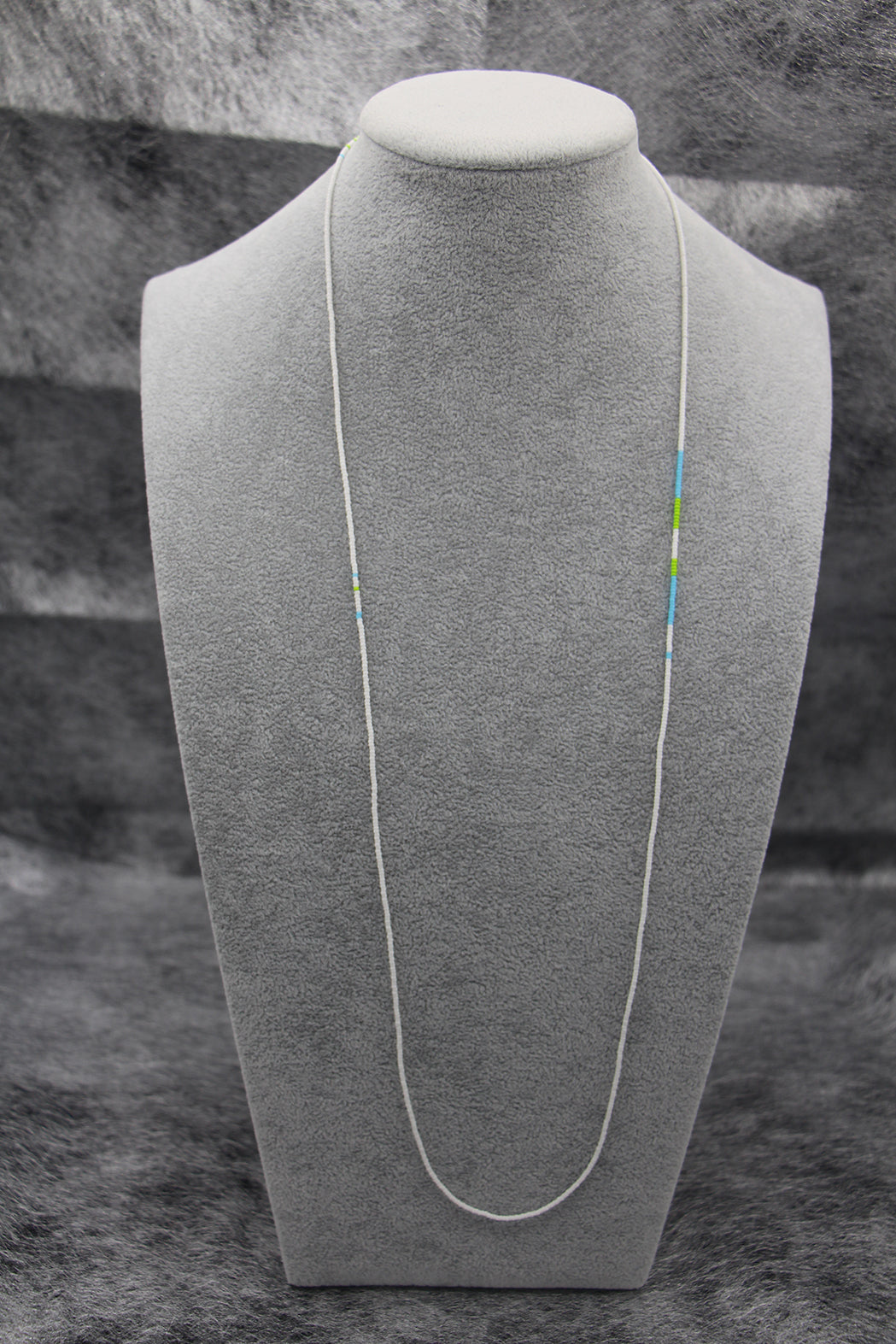 White, Blue & Green Double Strand Necklace