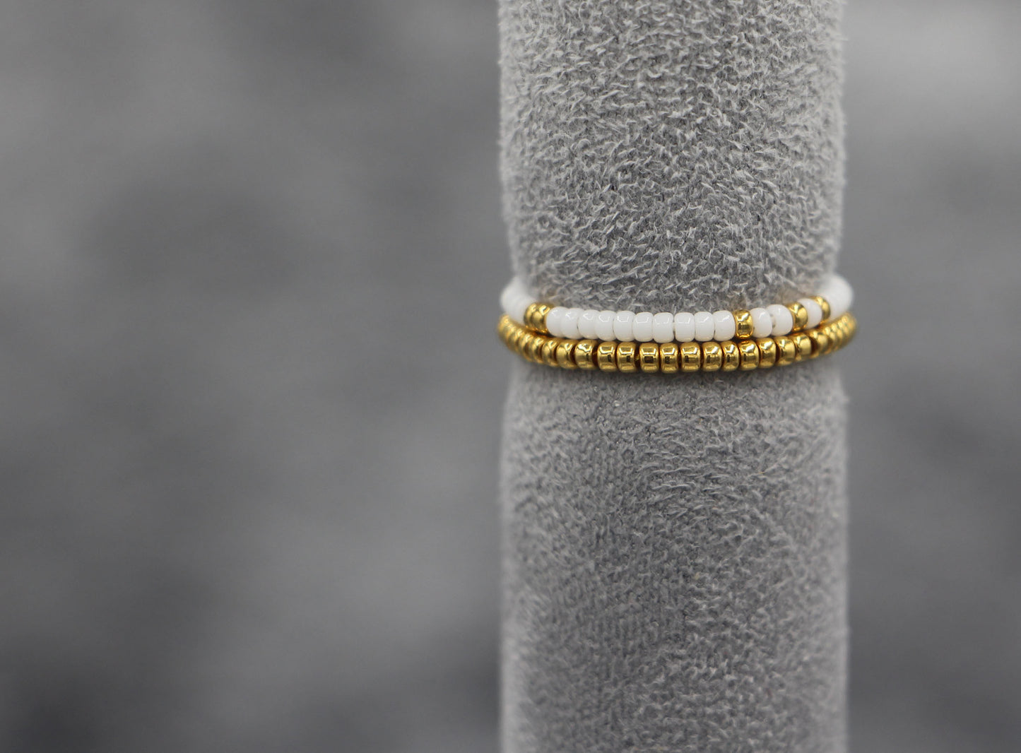 White Ring with Gold Sprinkles